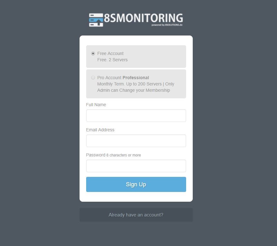 8smonitoring Sign Up