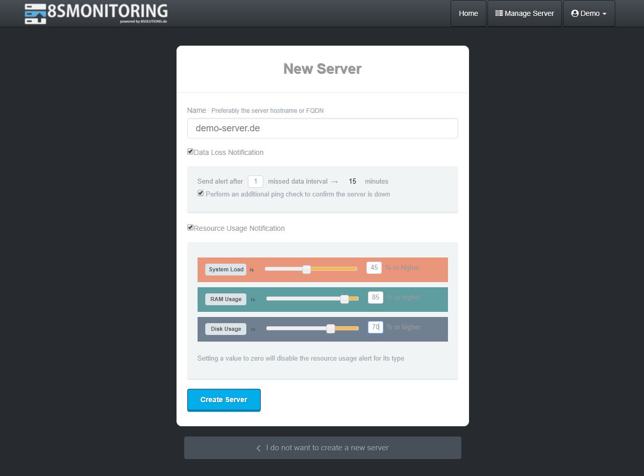 8smonitoring Demo Add New Server
