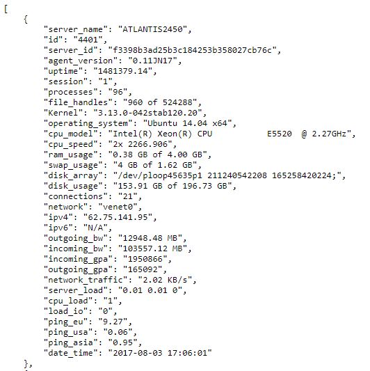 Server Api Server Sample Json Output